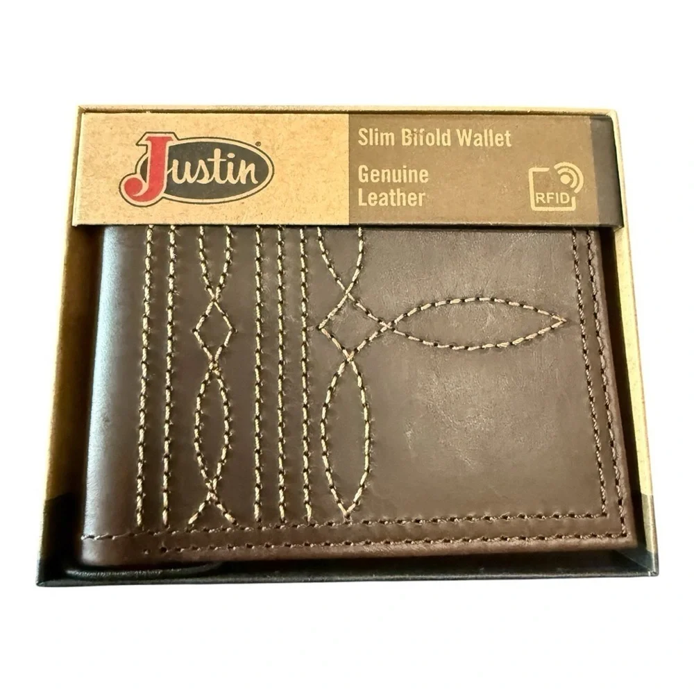 Justin Slim Bifold Wallet – Genuine Leather RFID